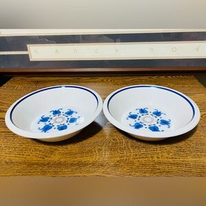 Set of 2 Vintage Mikasa Blue and White Floral Cereal Bowls